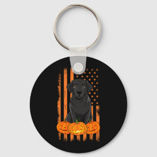 Black Labrador Dog American Flag Patriotic Key Ring