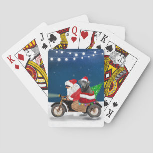 Black Labrador Dog Christmas Santa Claus   Playing Cards