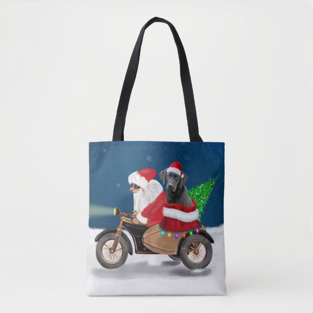 Black Labrador Dog Christmas Santa Claus   Tote Bag (Front)