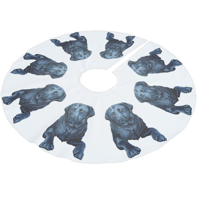 Black Labrador Dog Christmas Tree Skirts (Angled)