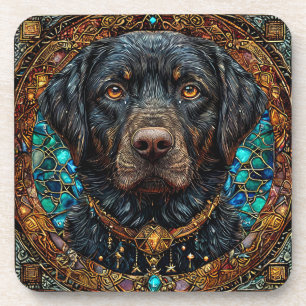 Black labrador dog coaster