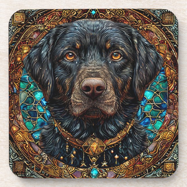 Black labrador dog coaster (Front)