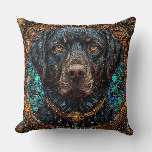 Black labrador dog cushion