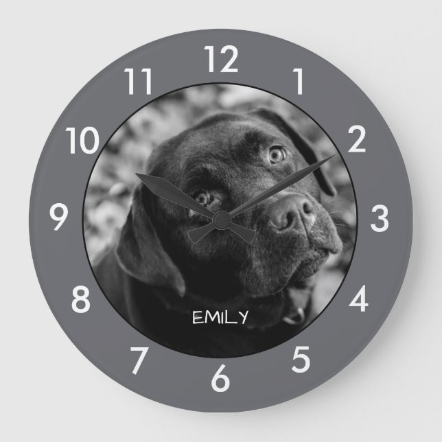 Black Labrador Dog Custom Large Clock (Front)