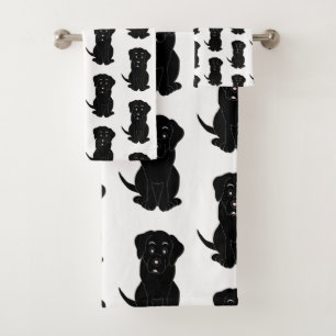 Black Labrador Dog Design Bath Towel Set