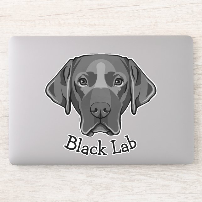 Black Labrador Dog Design Contour Sticker (Computer)