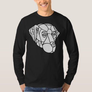 Black Labrador Dog Head Mosaic Black And White T-Shirt