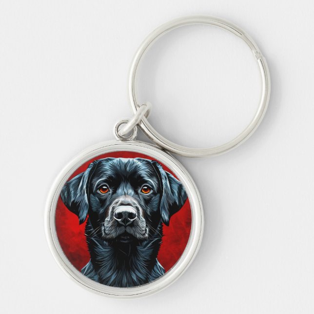 Black labrador dog key ring (Front)