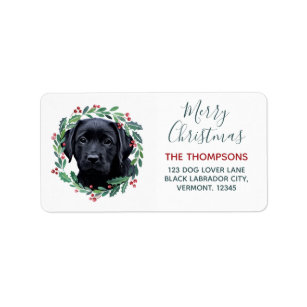 Black Labrador Dog Lover Christmas Return Address Label