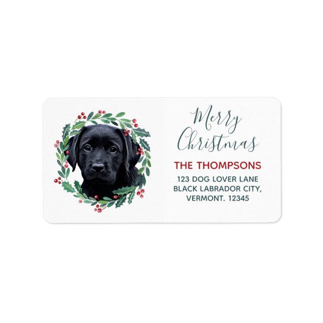 Black Labrador Dog Lover Christmas Return Address Label (Front)