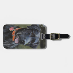 Black Labrador dog luggage tag