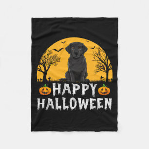 Black Labrador Dog Men Women Kids Happy Halloween Fleece Blanket