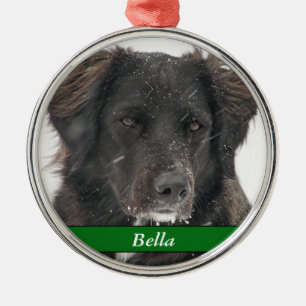 Black Labrador Dog Pet Photo Name Metal Tree Decoration