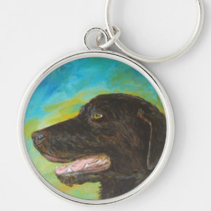 Black Labrador Dog Pet Portrait Keychain