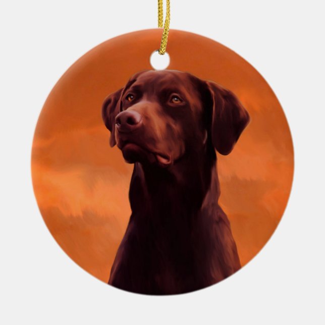Black Labrador Dog Portrait Ceramic Tree Decoration (Front)