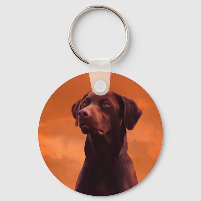 Black Labrador Dog Portrait Key Ring (Front)