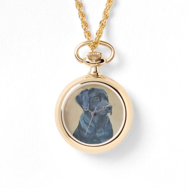 black labrador dog portrait original art design watch (Front)