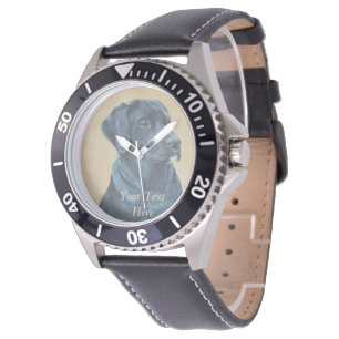 black labrador dog portrait original art design watch