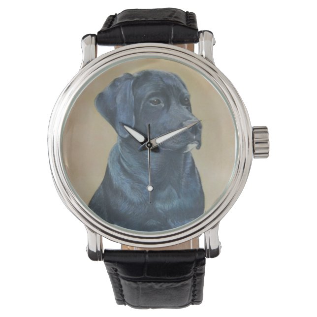 black labrador dog portrait realist art watch (Front)