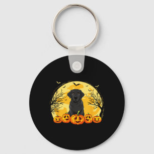 Black Labrador Dog Pumpkins Halloween Costume Men Key Ring