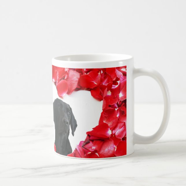 Black Labrador Dog Roses Heart Photo Throw mug (Right)