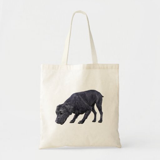Image of Black Labrador Dog Sniffing the Ground Tote Bag