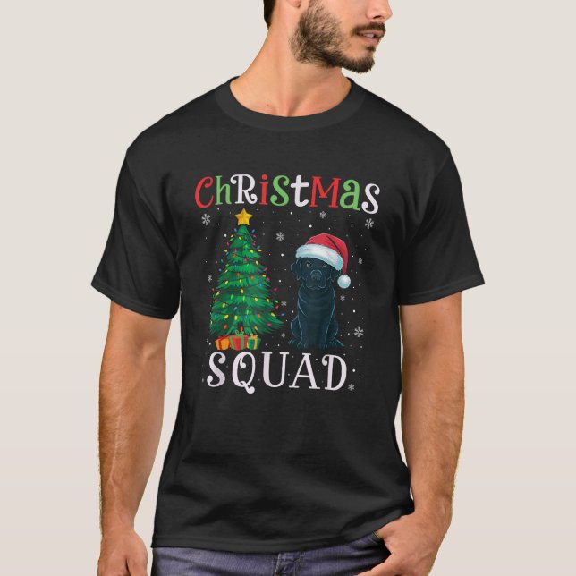 Black Labrador Dog Squad Boys Girls Christmas Tree T-Shirt (Front)