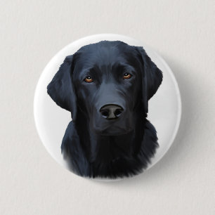 Black Labrador Dog Water Colour Art Painting 6 Cm Round Badge