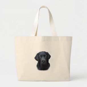 Black Labrador Dog Water Colour Art Painting Large Tote Bag