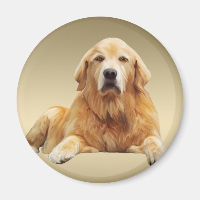 Black Labrador Dog Water Colour Art Painting Magnet (Front)