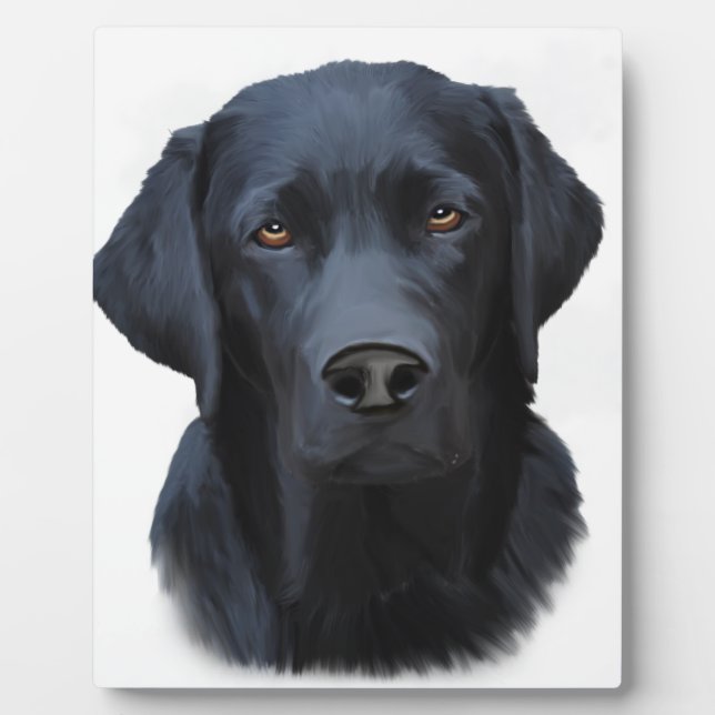 Black Labrador Dog Water Colour Art Painting Plaque (Front)