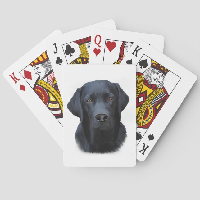 Black Labrador Dog Water Colour Art Painting Playing Cards (Back)