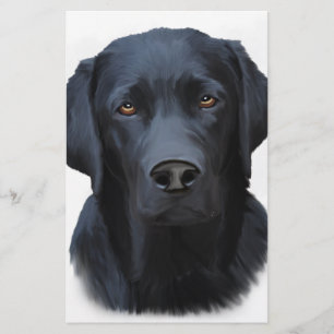 Black Labrador Dog Water Colour Art Painting Stationery