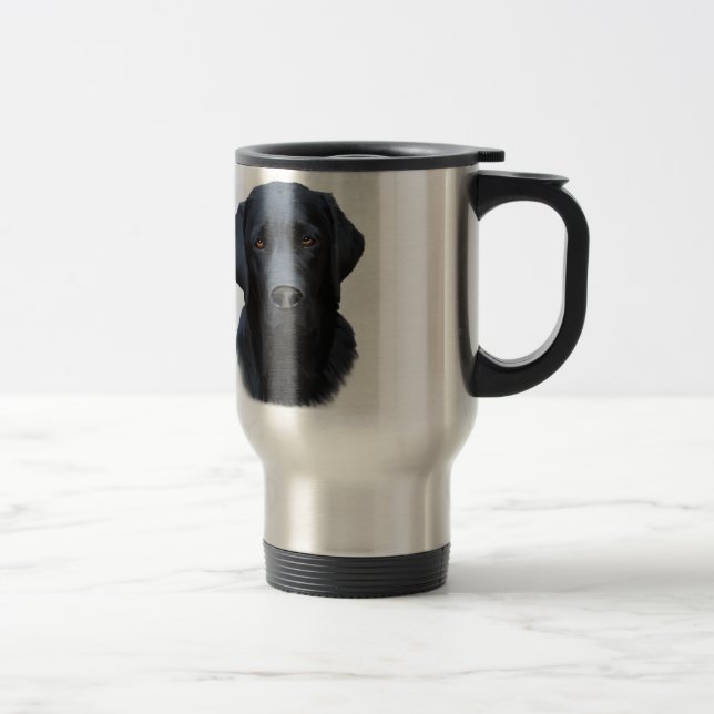 Black Labrador Dog Water Colour Art Painting Travel Mug (Right)