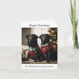 Black Labrador Dogs Christmas Card