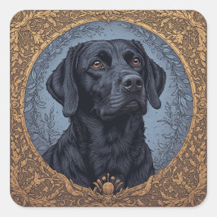 Black Labrador Elegantly Styled Portrait Square Sticker
