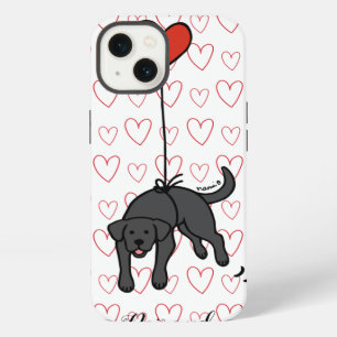 Black Labrador Floral Heart iPhone 13 Case