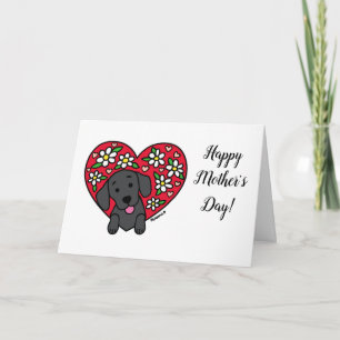 Black Labrador Floral Heart Mother's Day Card