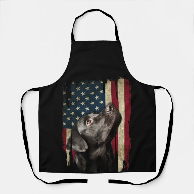 Black Labrador Gift USA Flag Lab Owner Duck Hunter Apron (Front)
