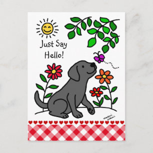 Black Labrador & Green Postcard