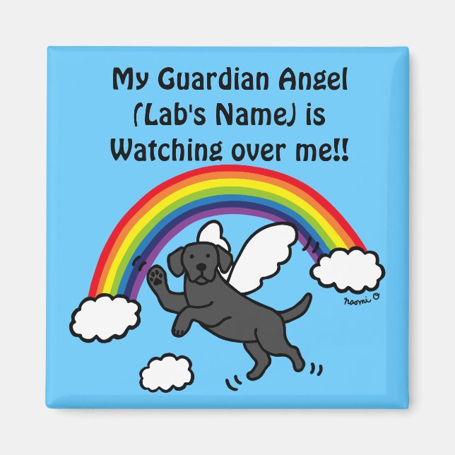 Black Labrador Guardian Angel (Rainbow Bridge) Magnet (Front)