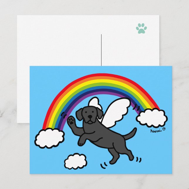 Black Labrador Guardian Angel (Rainbow Bridge) Postcard (Front/Back)
