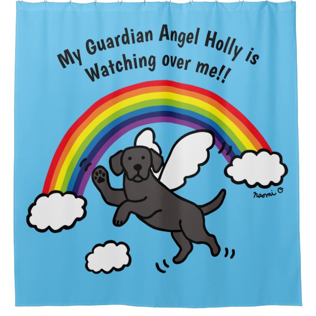 Black Labrador Guardian Angel (Rainbow Bridge) Shower Curtain (Front)