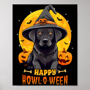 Black Labrador Halloween Dog Howl O Ween Funny Pet Poster
