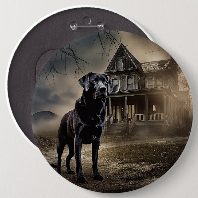 Black Labrador Halloween Scary 6 Cm Round Badge (Front & Back)