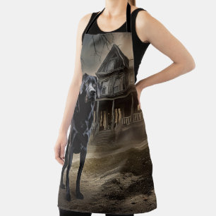 Black Labrador Halloween Scary Apron