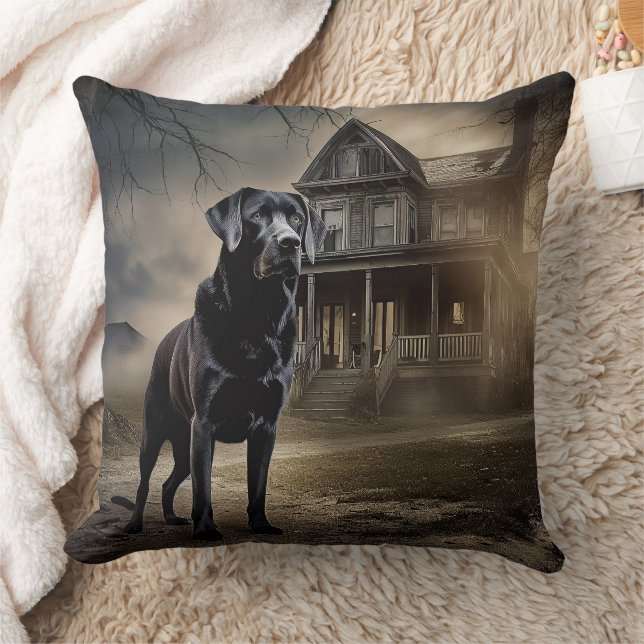 Black Labrador Halloween Scary Cushion (Blanket)