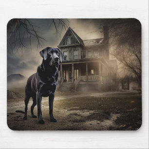 Black Labrador Halloween Scary Mouse Mat