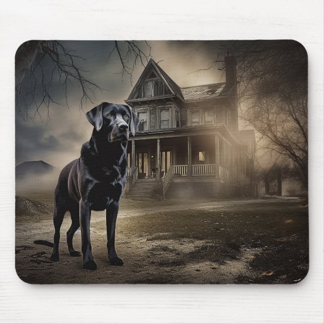 Black Labrador Halloween Scary Mouse Mat (Front)