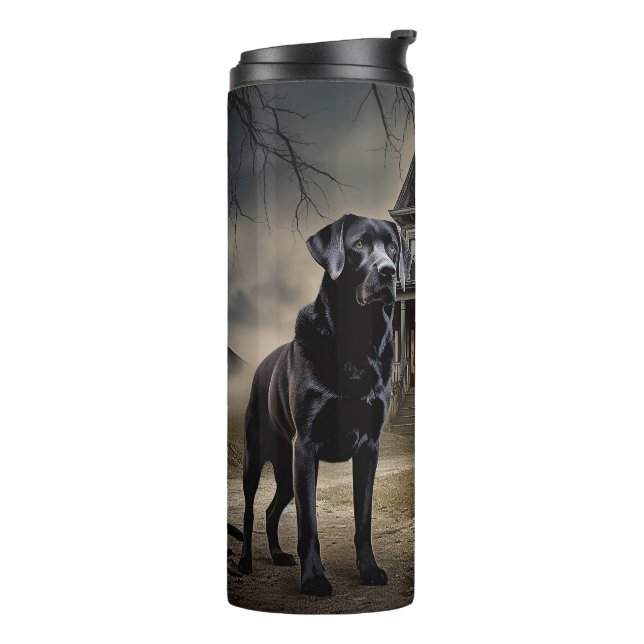 Black Labrador Halloween Scary Thermal Tumbler (Rotated Left)